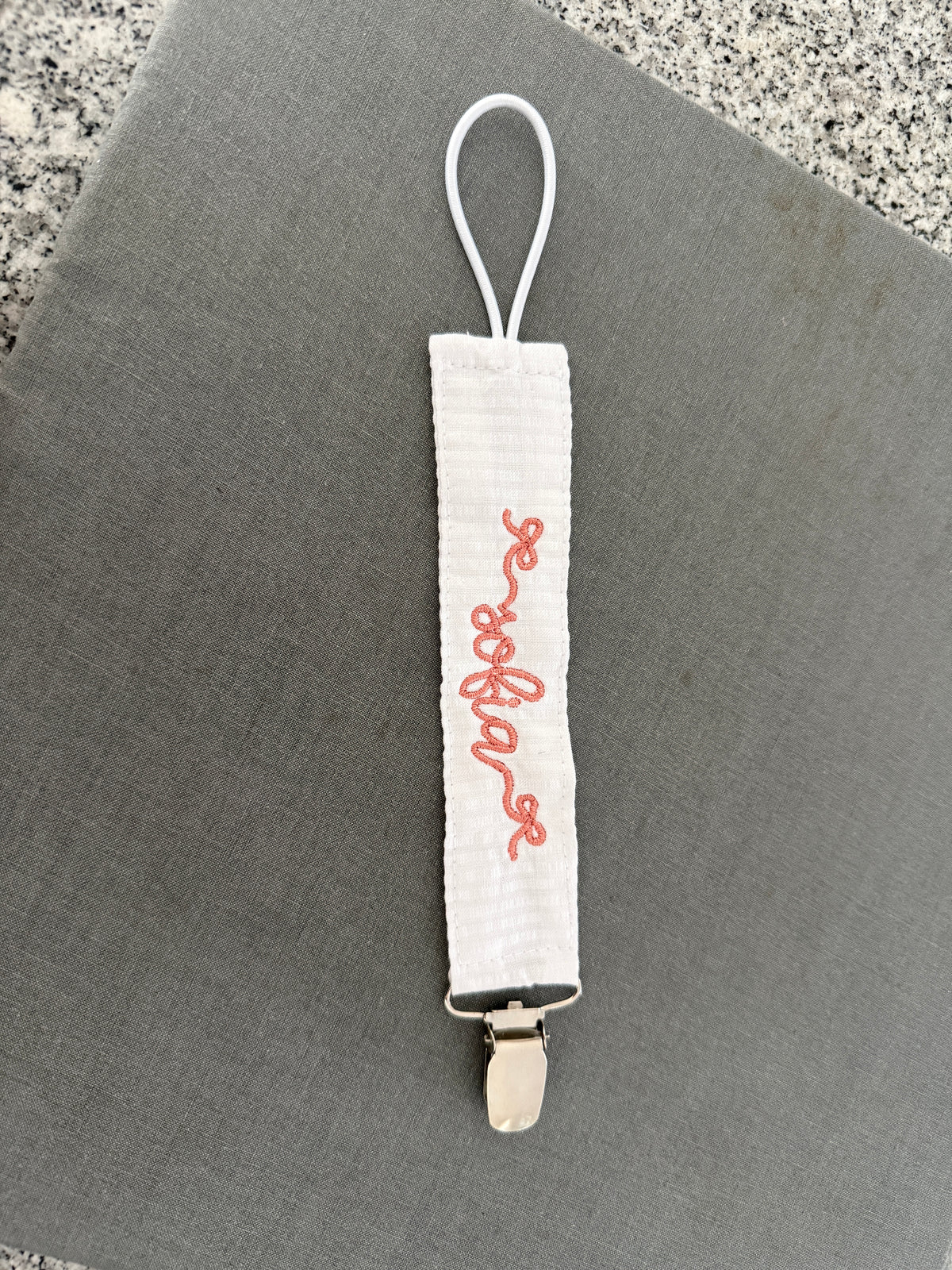 Personalized Embroidered Paci Clip