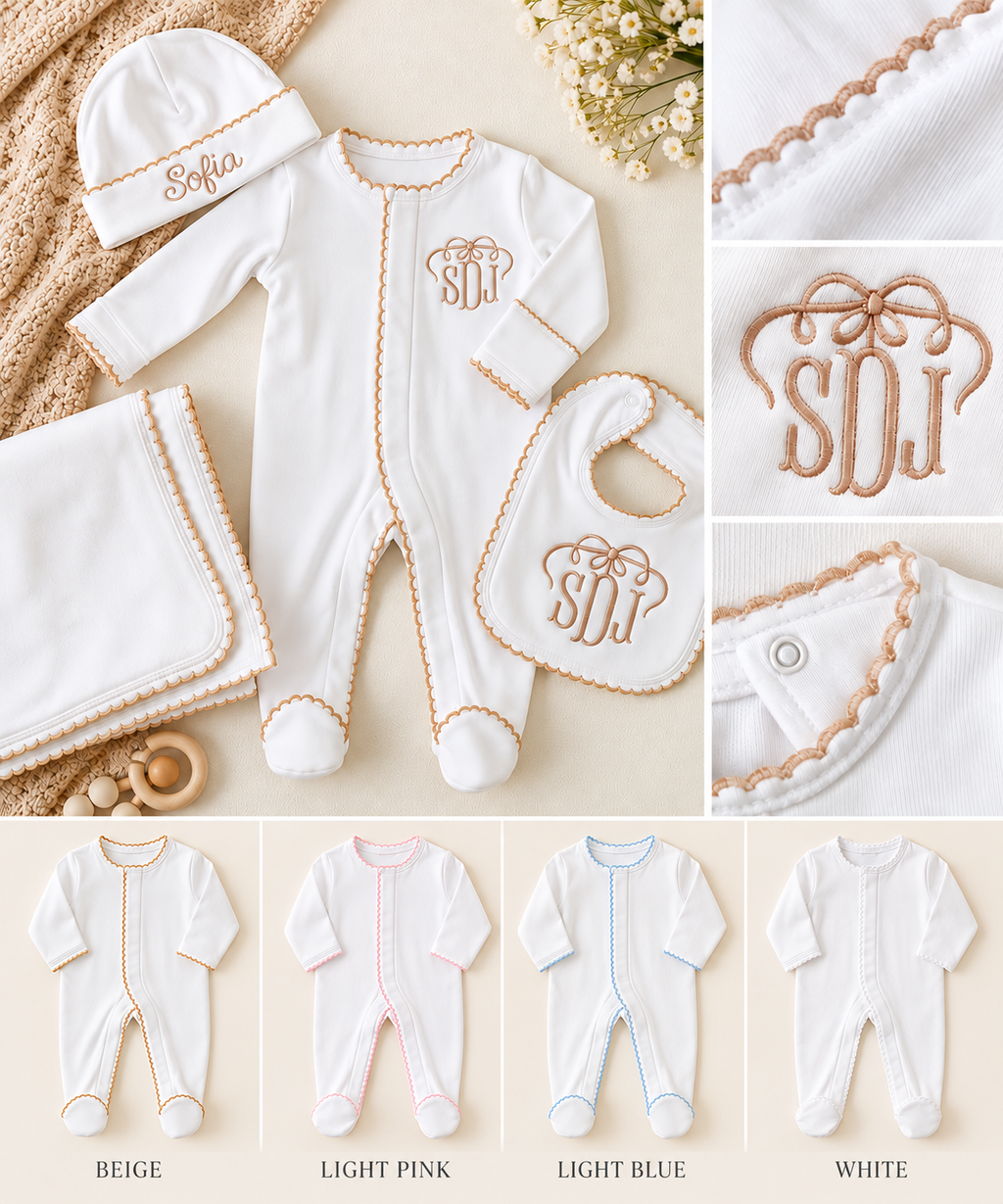 Personalized 3-Piece Newborn Set