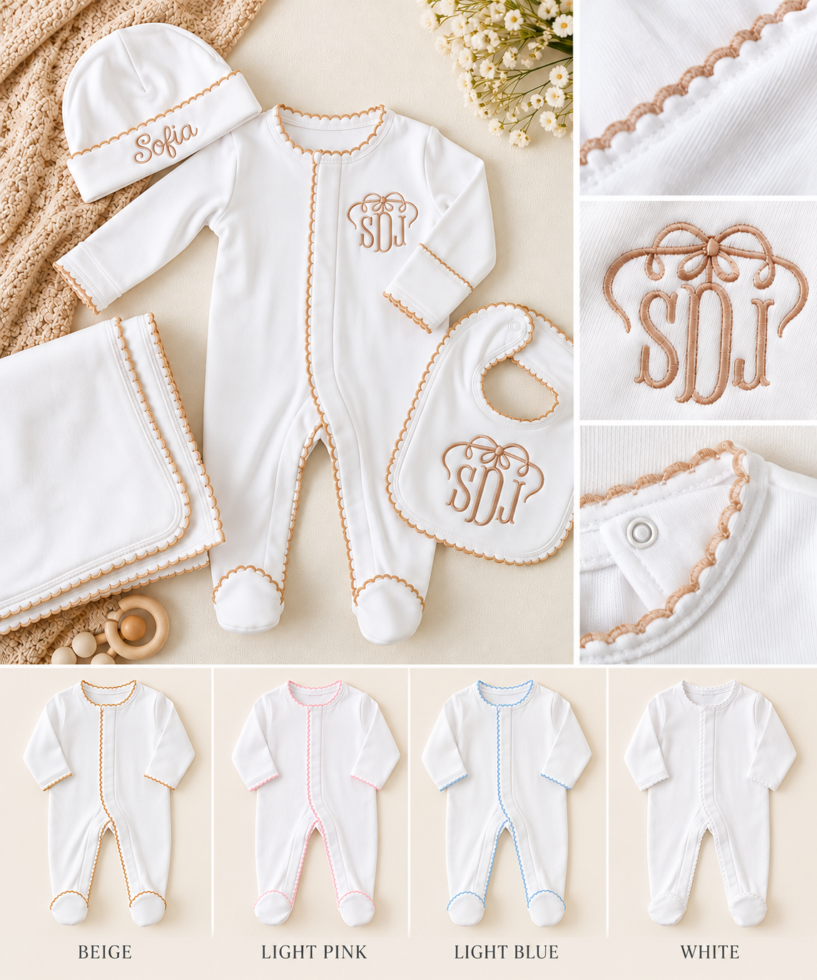 Personalized 3-Piece Newborn Set